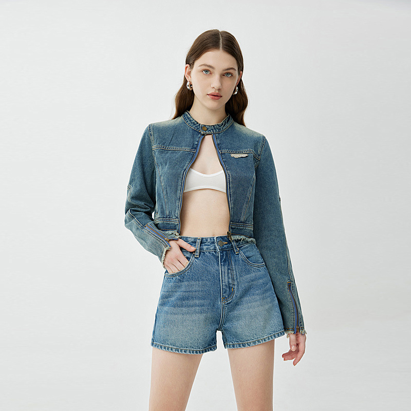 Women's High Waist Denim Shorts, Cotton Slimming A-Line Hot Pants for Summer