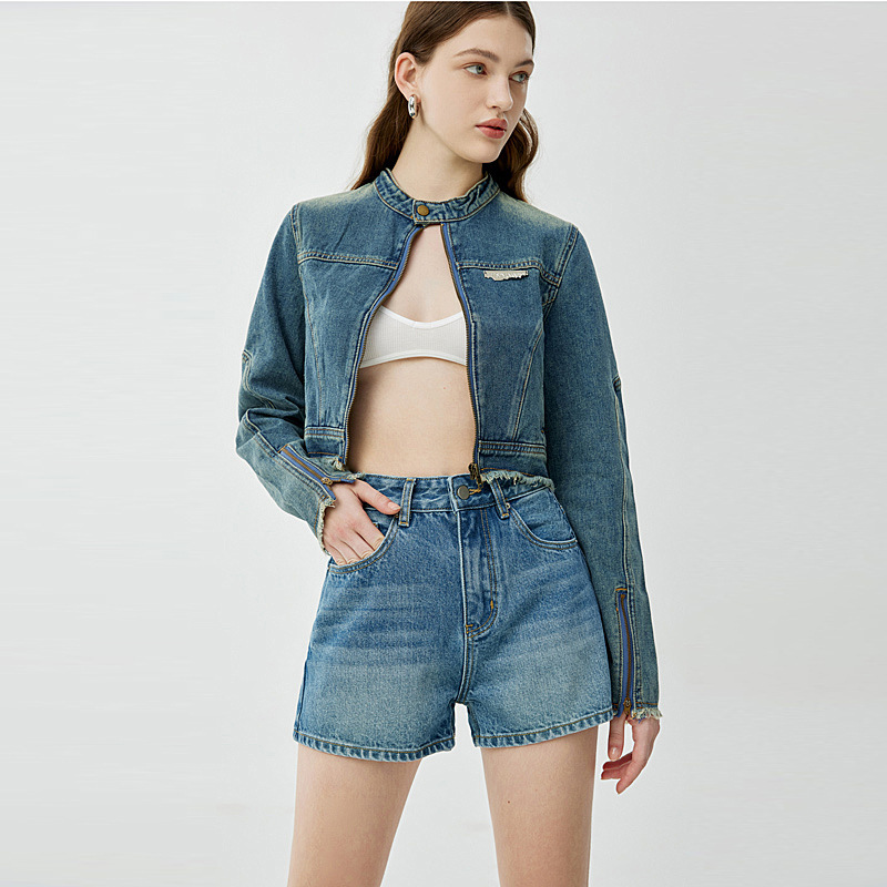 Women's High Waist Denim Shorts, Cotton Slimming A-Line Hot Pants for Summer