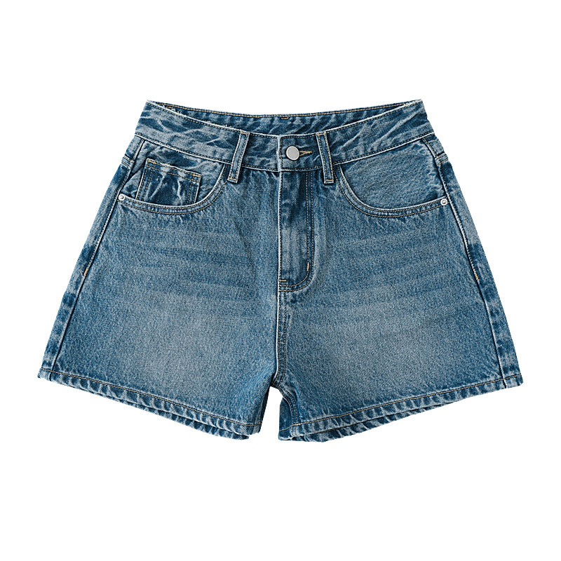 Women's High Waist Denim Shorts, Cotton Slimming A-Line Hot Pants for Summer