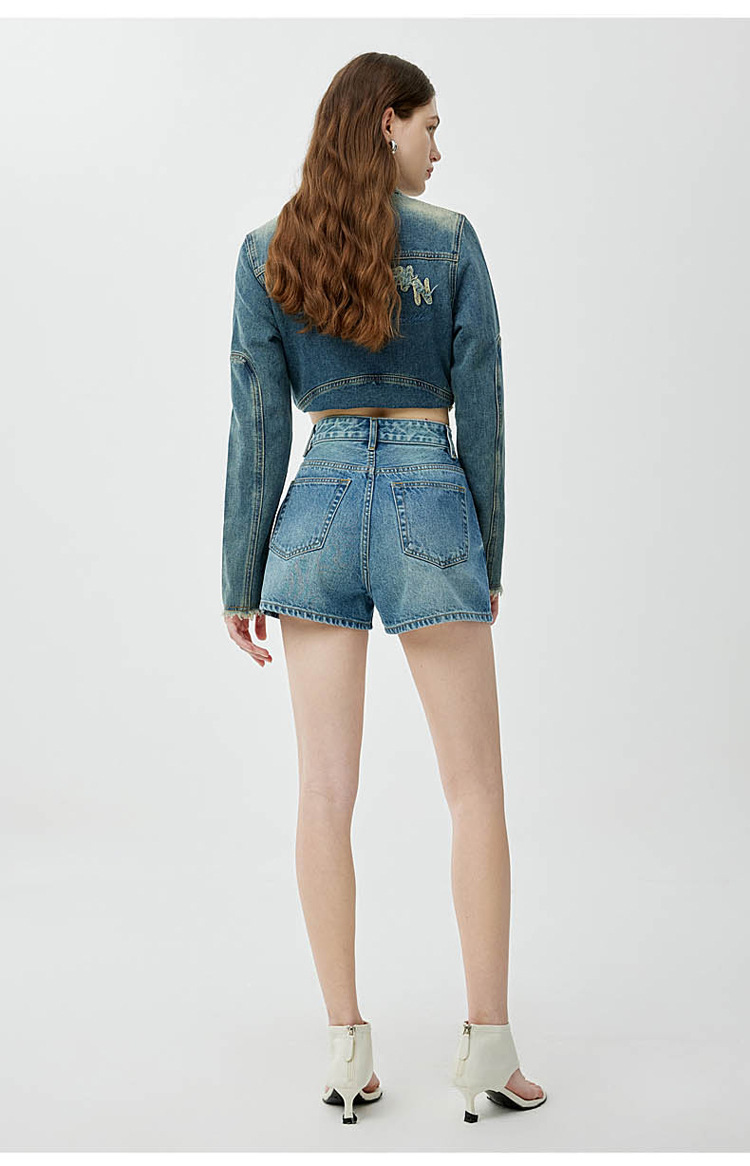 Women's High Waist Denim Shorts, Cotton Slimming A-Line Hot Pants for Summer