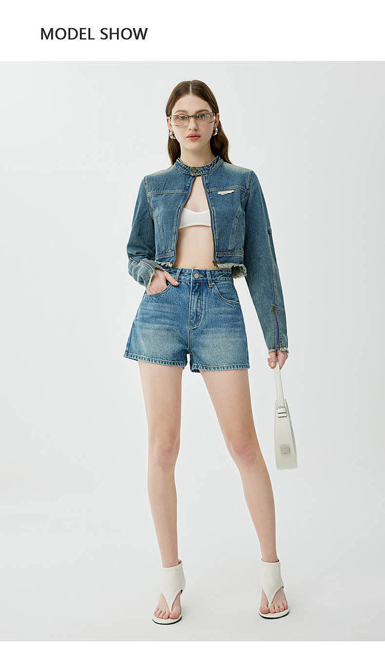 Women's High Waist Denim Shorts, Cotton Slimming A-Line Hot Pants for Summer