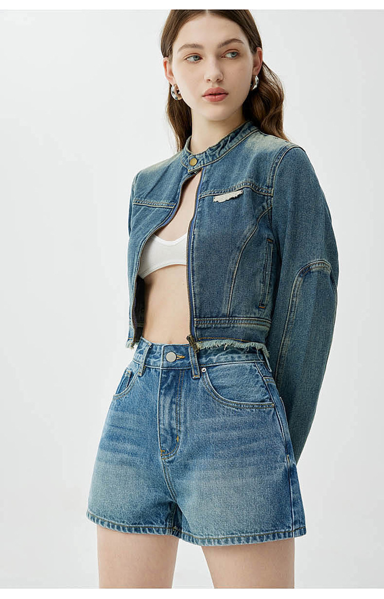 Women's High Waist Denim Shorts, Cotton Slimming A-Line Hot Pants for Summer