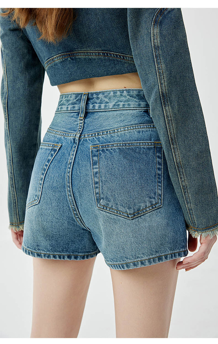Women's High Waist Denim Shorts, Cotton Slimming A-Line Hot Pants for Summer