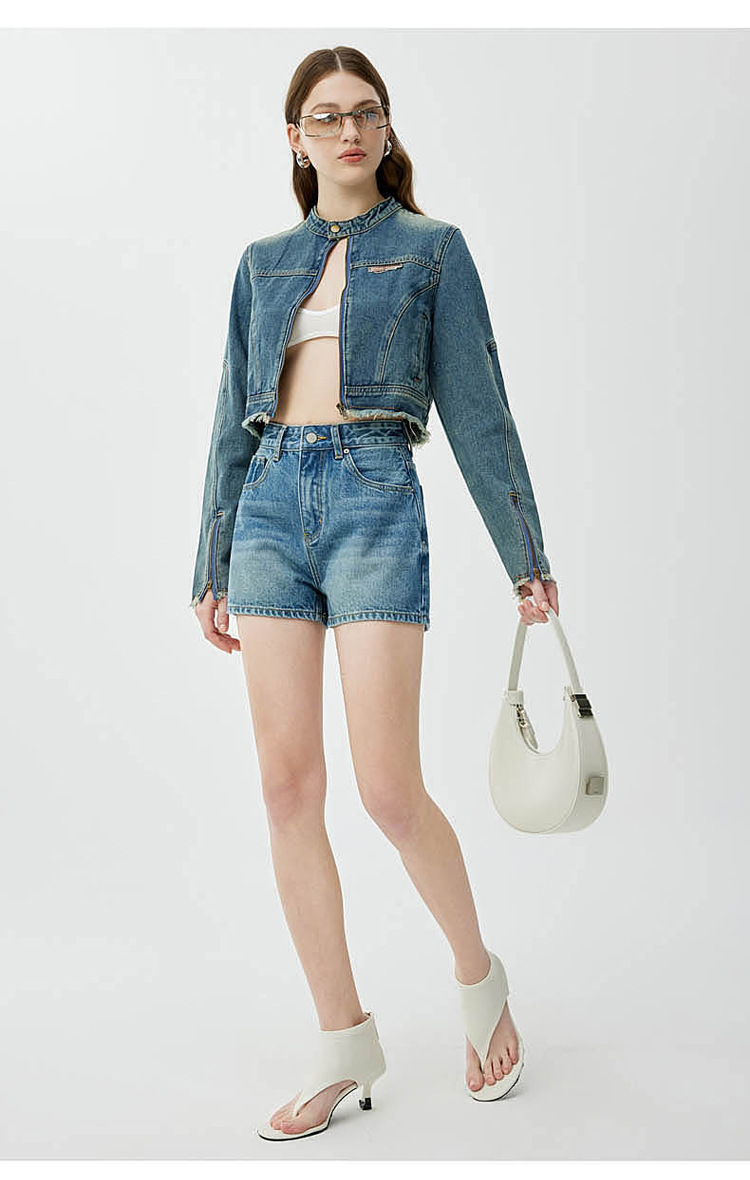 Women's High Waist Denim Shorts, Cotton Slimming A-Line Hot Pants for Summer