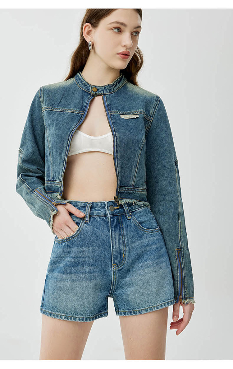 Women's High Waist Denim Shorts, Cotton Slimming A-Line Hot Pants for Summer