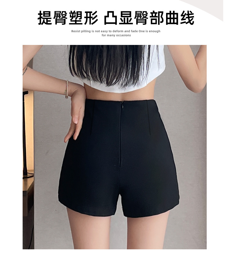 Celana Pendek Wanita Warna Hitam, Pinggang Tinggi, Kaki Lebar, Tipe A-Line yang Fleksibel untuk Musim Panas