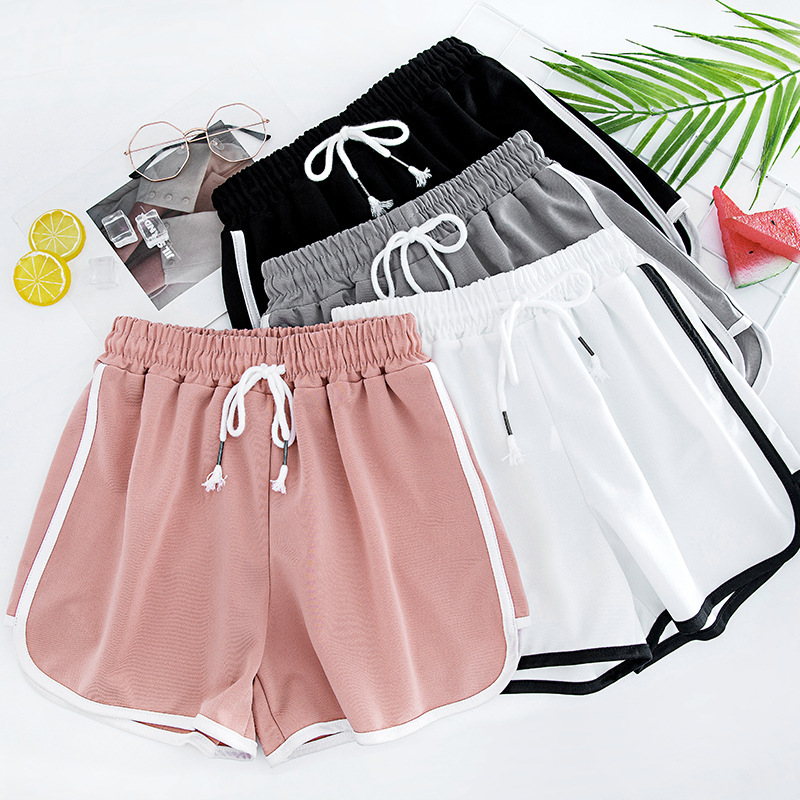 Women Summer High Waist Three Point Shorts, Thin Polyester Loose Straight Leg Casual Shorts