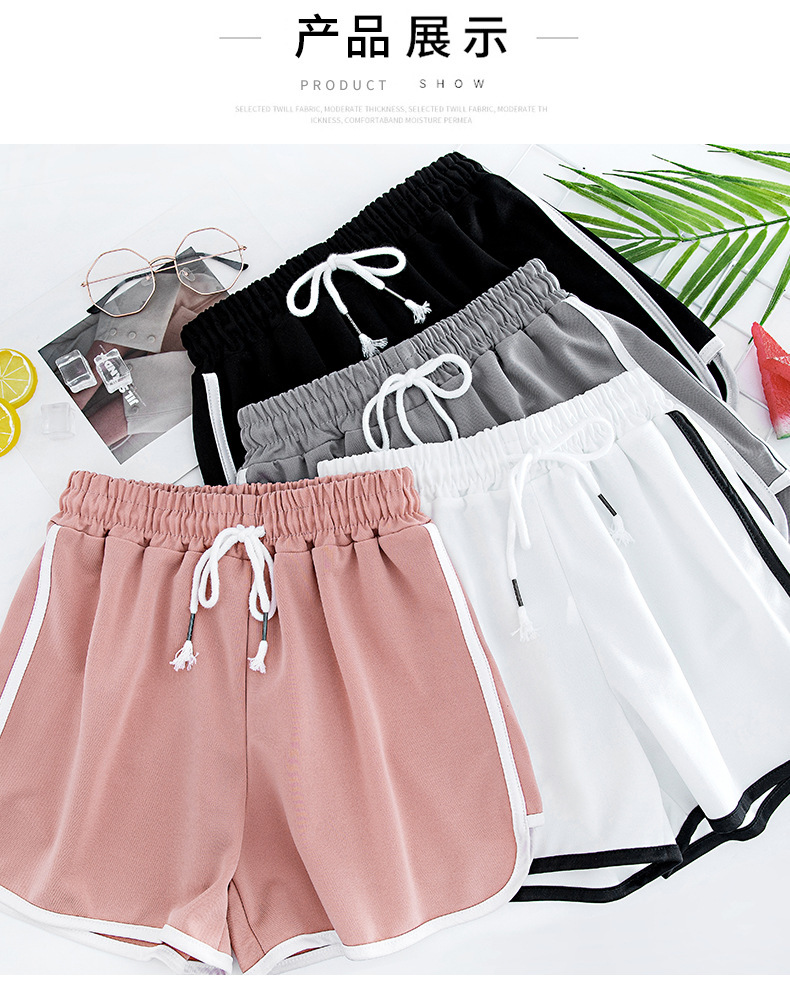 Women Summer High Waist Three Point Shorts, Thin Polyester Loose Straight Leg Casual Shorts