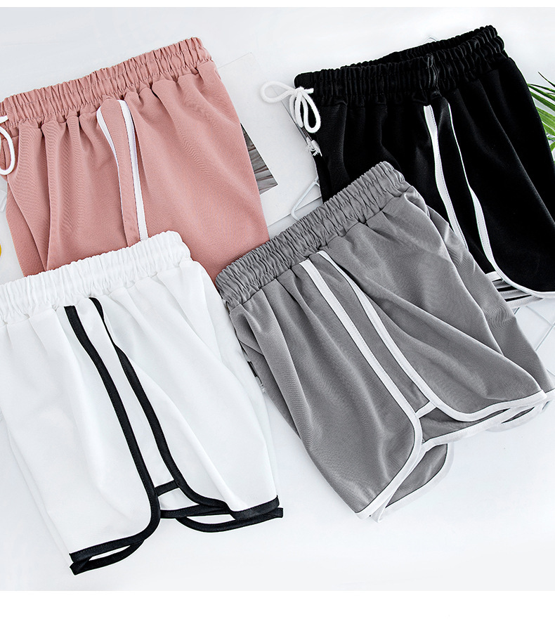 Women Summer High Waist Three Point Shorts, Thin Polyester Loose Straight Leg Casual Shorts