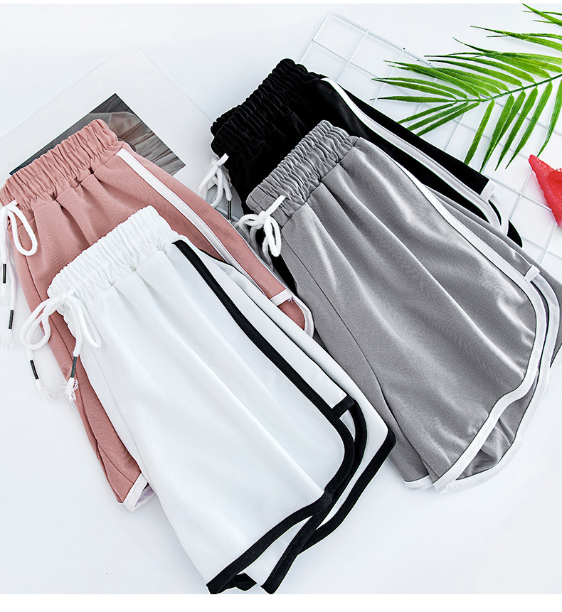 Women Summer High Waist Three Point Shorts, Thin Polyester Loose Straight Leg Casual Shorts