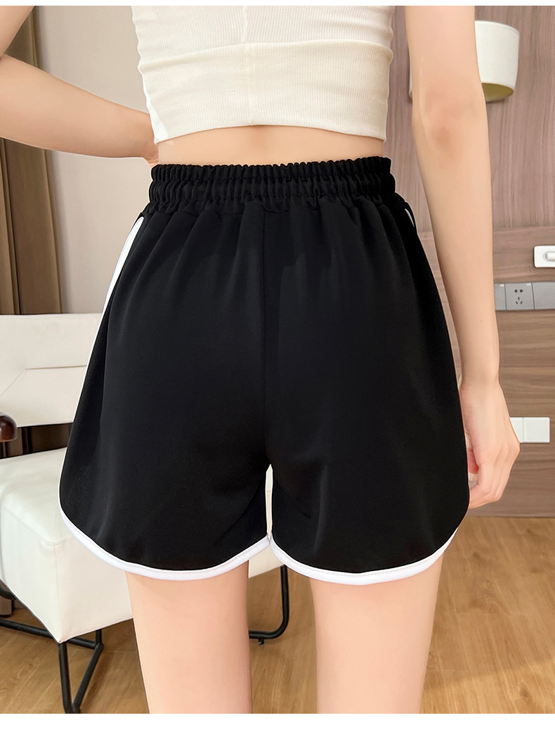 Women Summer High Waist Three Point Shorts, Thin Polyester Loose Straight Leg Casual Shorts