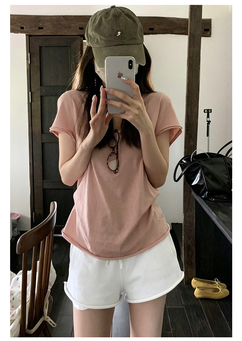 Quần short cotton dành cho phụ nữ, kiểu thoải mái, vải nhẹ, eo cao, ống rộng, phù hợp mặc vào mùa hè