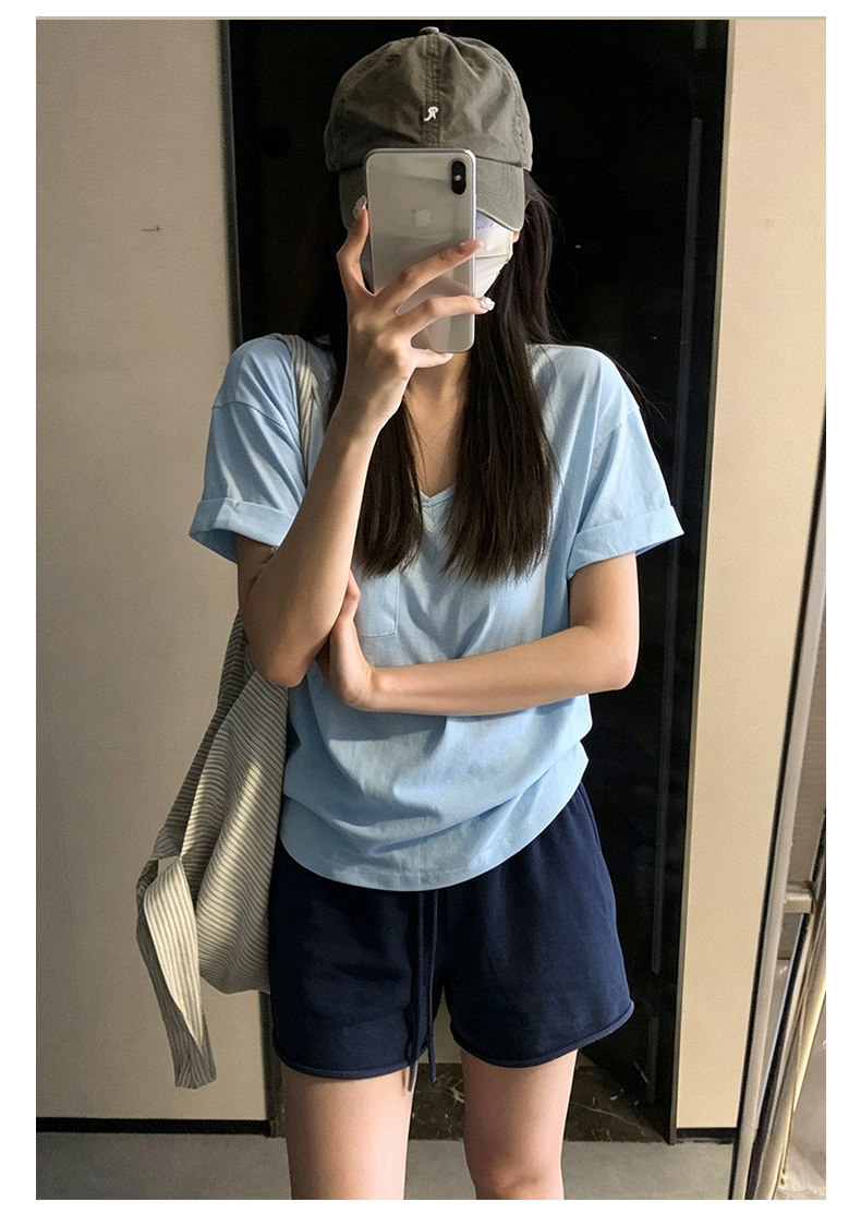 Quần short cotton dành cho phụ nữ, kiểu thoải mái, vải nhẹ, eo cao, ống rộng, phù hợp mặc vào mùa hè