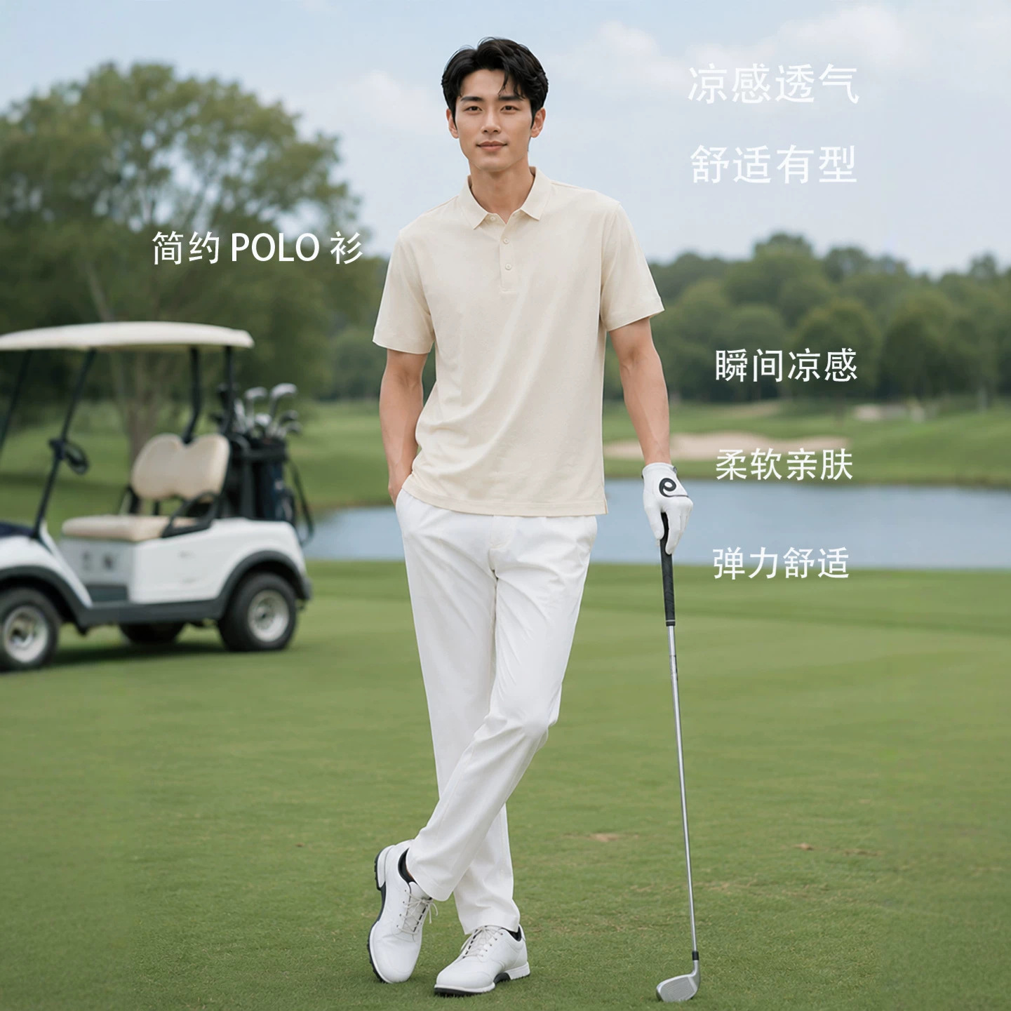 Men's Ice Silk Polo Shirt Short Sleeve Solid Color Breathable Casual Summer Top