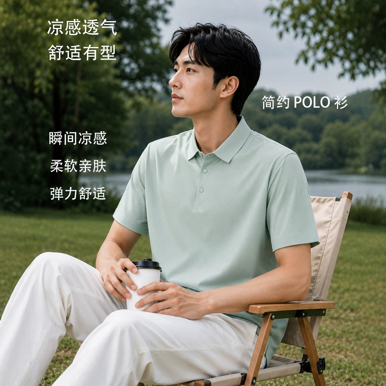 Men's Ice Silk Polo Shirt Short Sleeve Solid Color Breathable Casual Summer Top