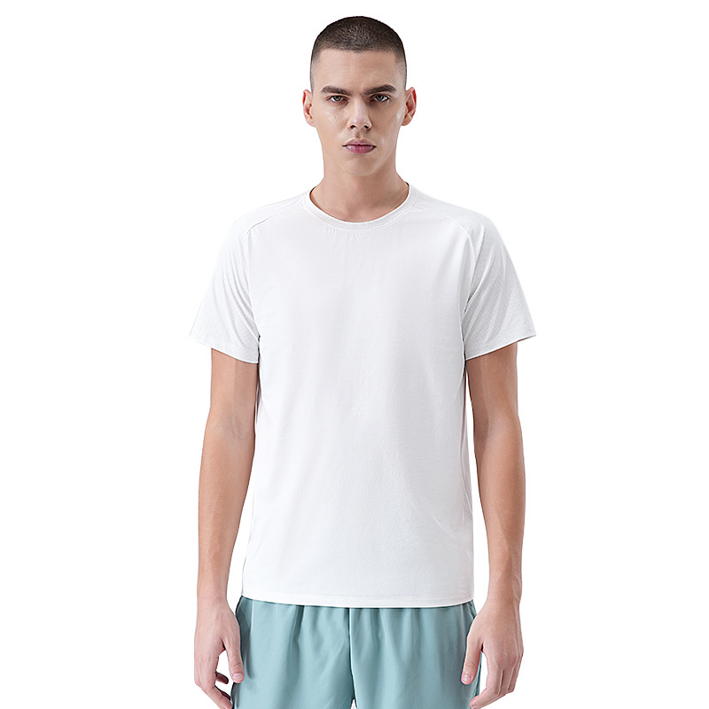 Men's Quick Dry Short Sleeve T-Shirt, Solid Crew Neck Polyester Sports Tee for Running and Outdoor Hiking