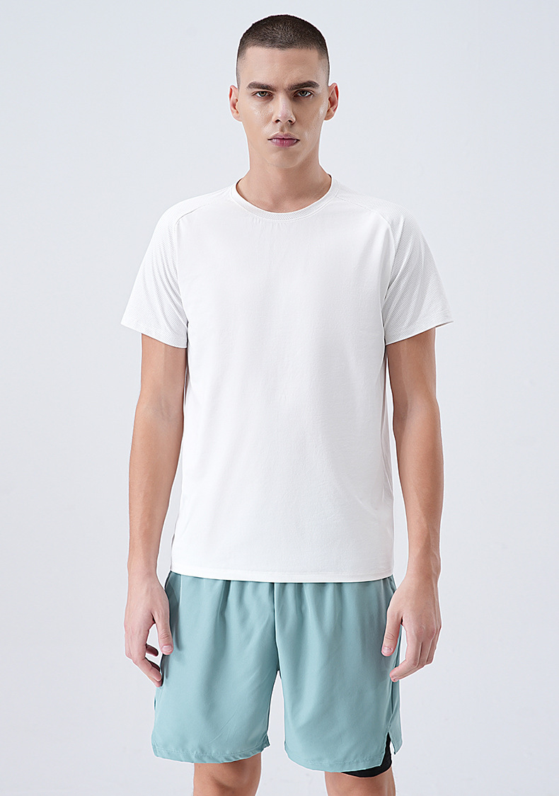 Men's Quick Dry Short Sleeve T-Shirt, Solid Crew Neck Polyester Sports Tee for Running and Outdoor Hiking