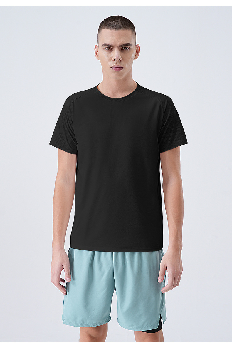 Men's Quick Dry Short Sleeve T-Shirt, Solid Crew Neck Polyester Sports Tee for Running and Outdoor Hiking