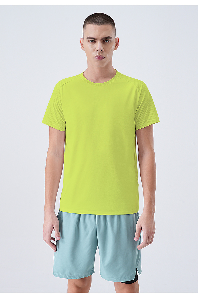 Men's Quick Dry Short Sleeve T-Shirt, Solid Crew Neck Polyester Sports Tee for Running and Outdoor Hiking