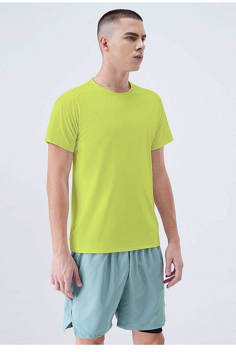 Men's Quick Dry Short Sleeve T-Shirt, Solid Crew Neck Polyester Sports Tee for Running and Outdoor Hiking