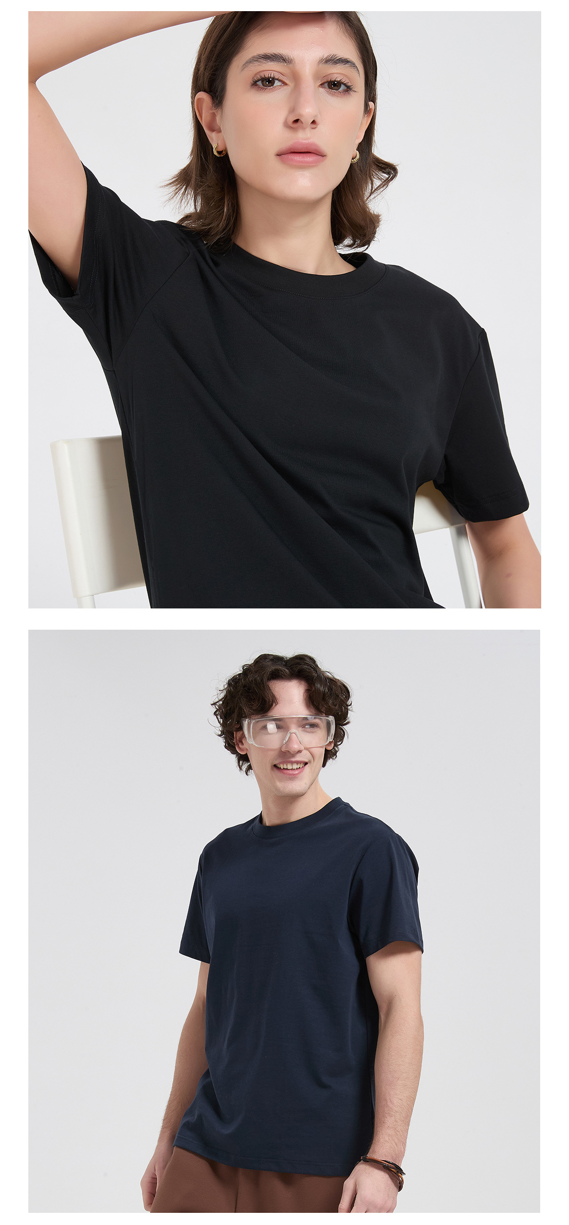 Men's Summer Cool Antibacterial Solid Crew Neck Short Sleeve T-Shirt, Cotton Blend