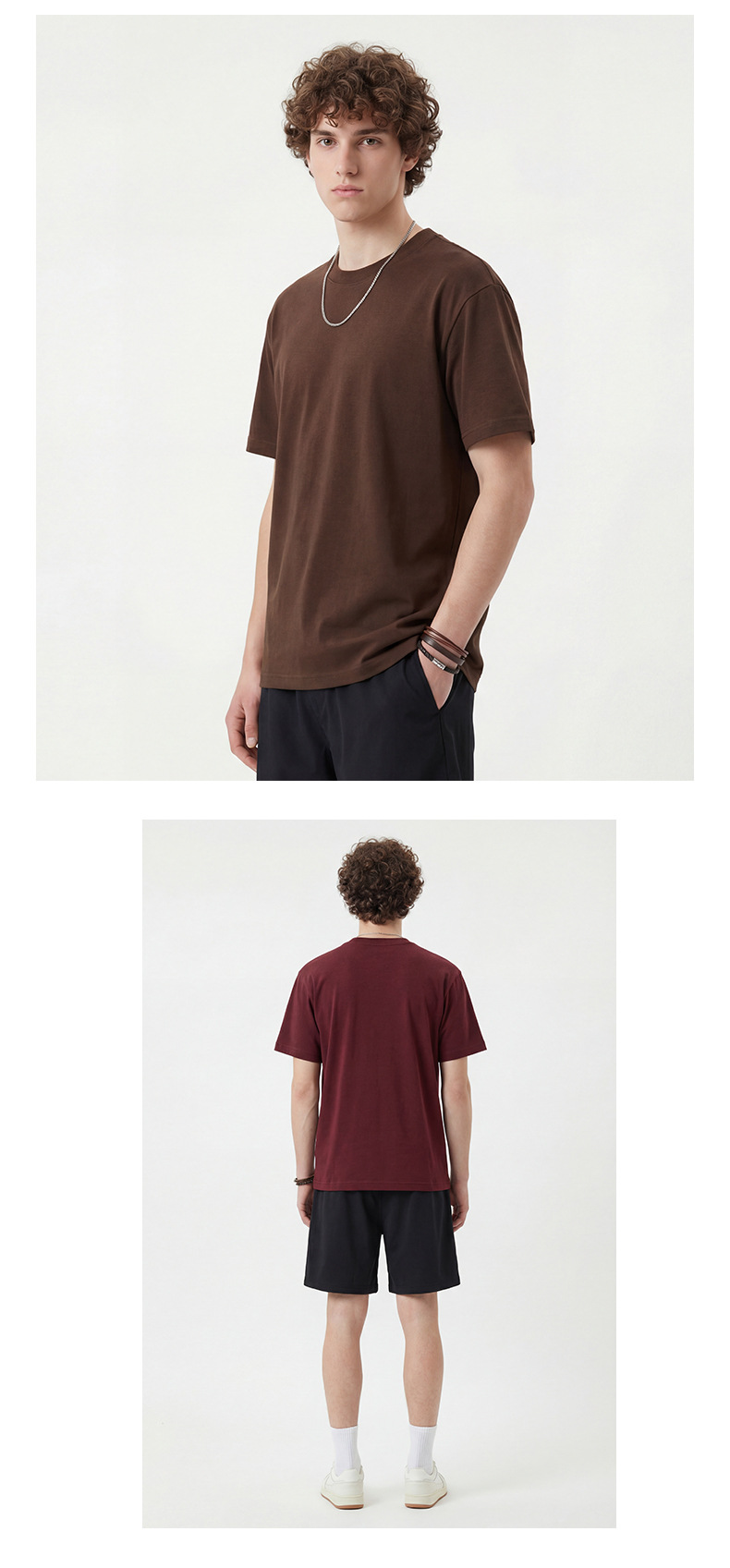 Men's Summer Cool Antibacterial Solid Crew Neck Short Sleeve T-Shirt, Cotton Blend