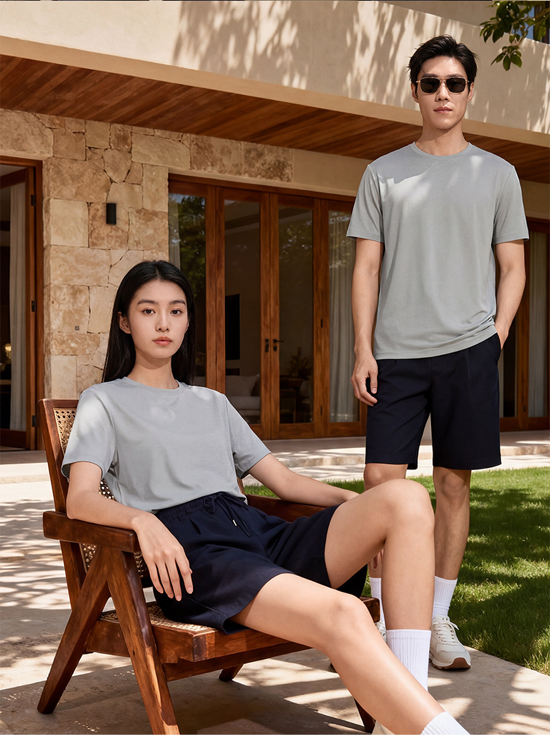 Men's Cool Pima Cotton Short Sleeve T-Shirt, Crew Neck Summer Quick-Dry Tee with Custom Logo