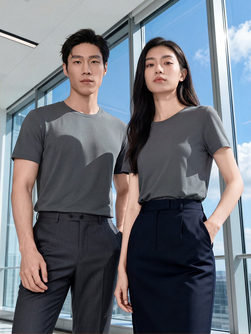 Men's Cool Pima Cotton Short Sleeve T-Shirt, Crew Neck Summer Quick-Dry Tee with Custom Logo