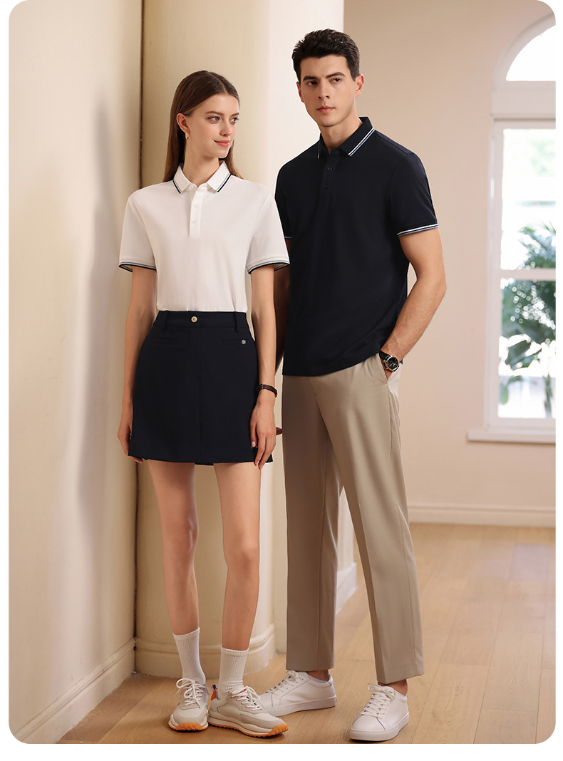 Men's Striped Short Sleeve Polo Shirt, Business Casual Summer Cotton Golf Shirt for Daily Commute