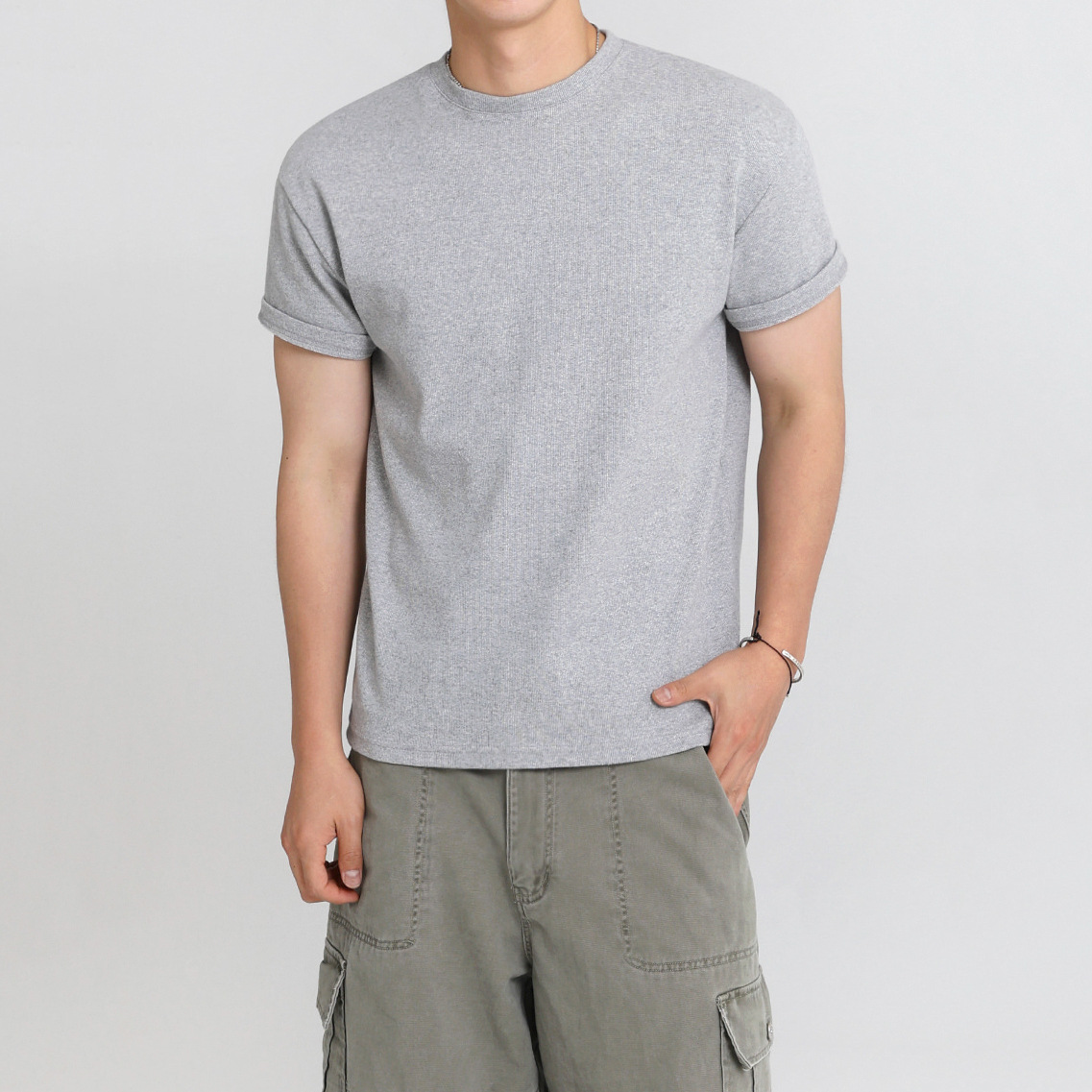 Men's Cotton Crew Neck Short Sleeve T-Shirt, Slim Fit Solid Color Summer Casual Top