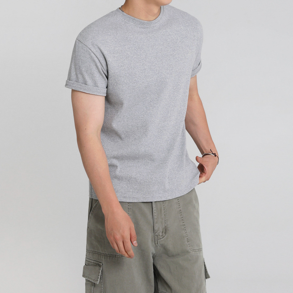 Men's Cotton Crew Neck Short Sleeve T-Shirt, Slim Fit Solid Color Summer Casual Top