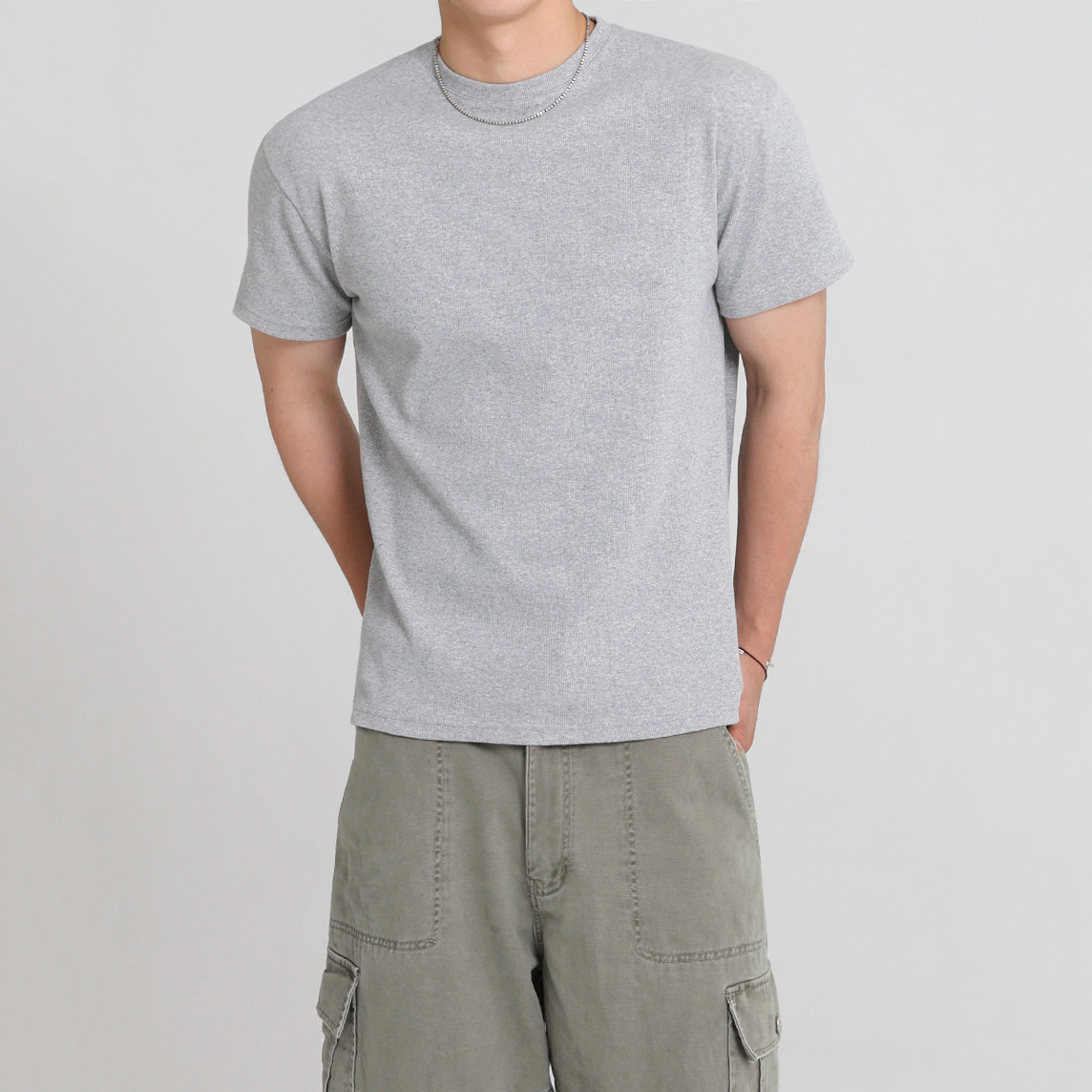 Men's Cotton Crew Neck Short Sleeve T-Shirt, Slim Fit Solid Color Summer Casual Top