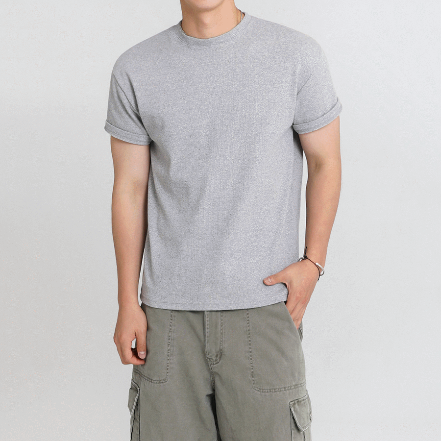 Men's Cotton Crew Neck Short Sleeve T-Shirt, Slim Fit Solid Color Summer Casual Top