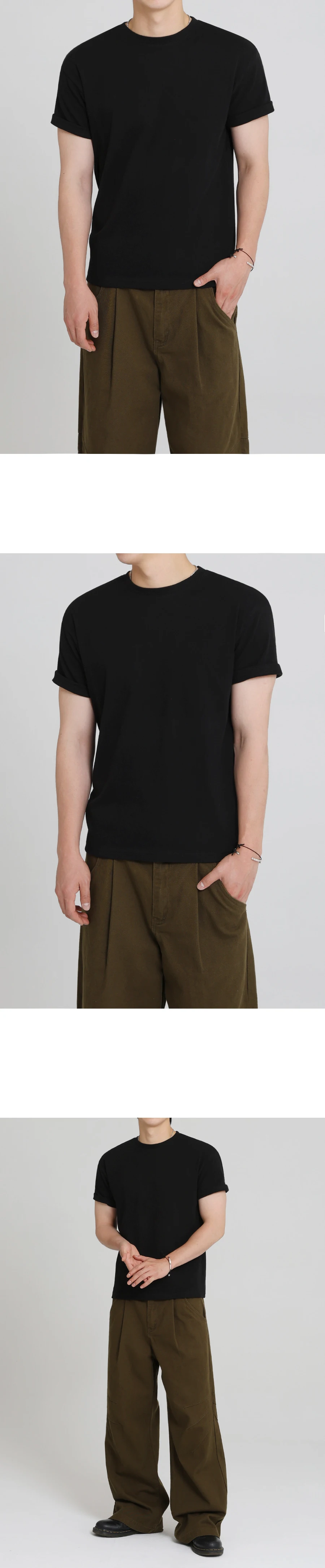 Men's Cotton Crew Neck Short Sleeve T-Shirt, Slim Fit Solid Color Summer Casual Top