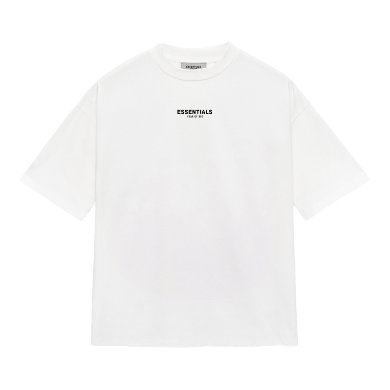 ESSENTIALS ZONE Letter Print Short Sleeve T-Shirt for Men and Women, Loose Fit Cotton Crew Neck Summer Tee