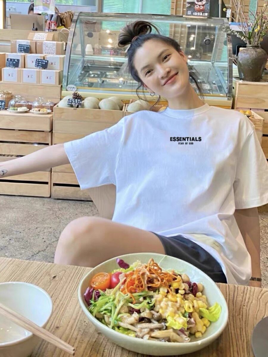 ESSENTIALS ZONE Letter Print Short Sleeve T-Shirt for Men and Women, Loose Fit Cotton Crew Neck Summer Tee