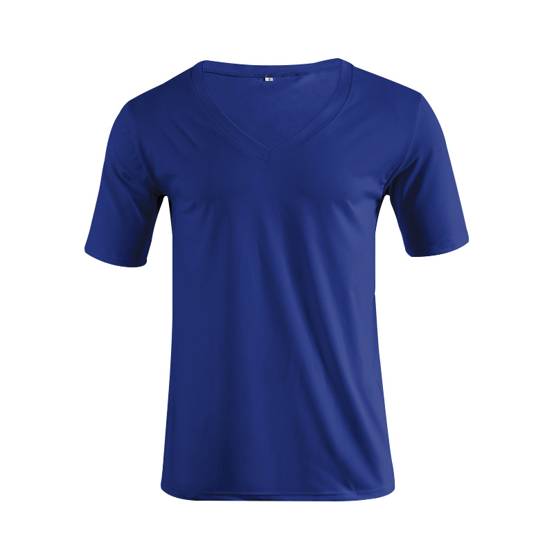 Men's V-Neck Short Sleeve T-Shirt Solid Color Polyester Casual Summer Top