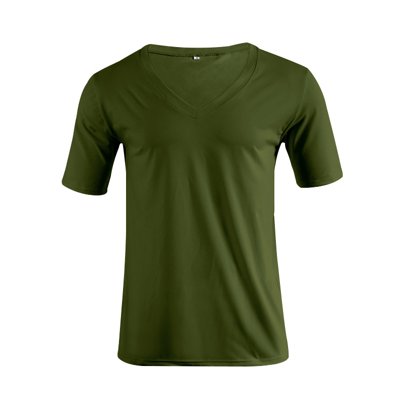Men's V-Neck Short Sleeve T-Shirt Solid Color Polyester Casual Summer Top