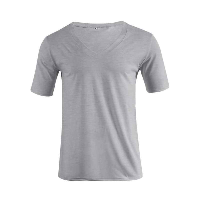 Men's V-Neck Short Sleeve T-Shirt Solid Color Polyester Casual Summer Top