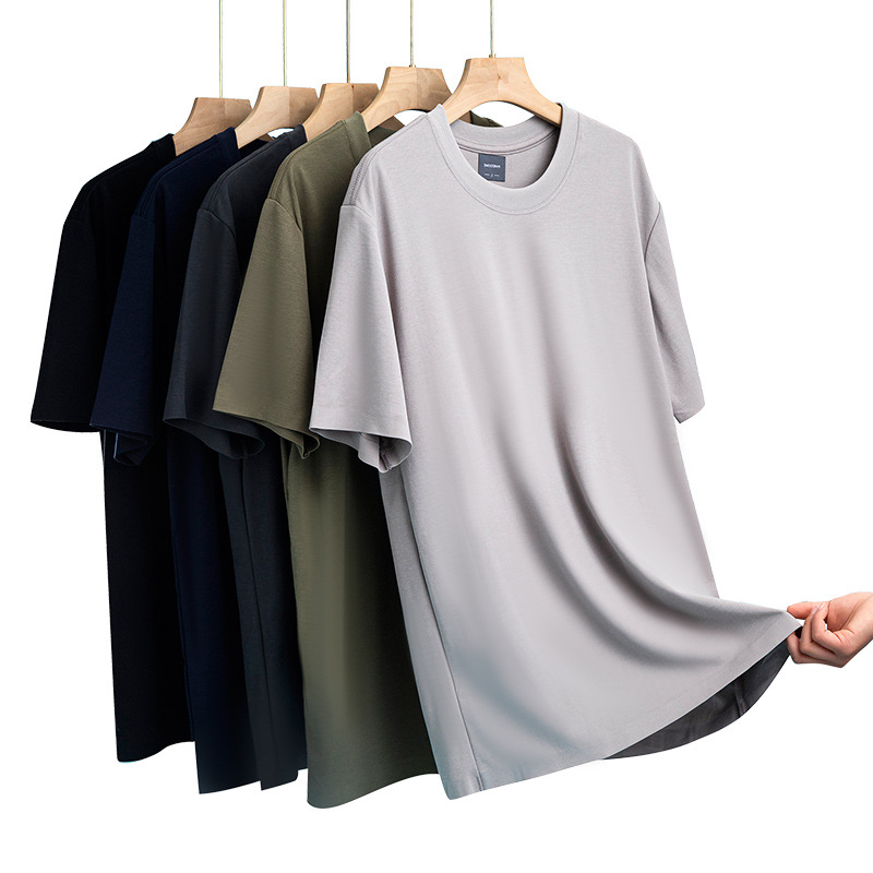 Men's Solid Color Crew Neck Short Sleeve T-Shirt, Loose Fit Thin Summer Cotton Blend Tee