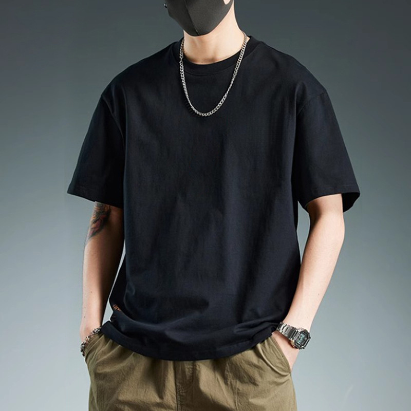Men's Custom T-Shirt Short Sleeve Summer Loose Fit Cotton Tee with Letter Print