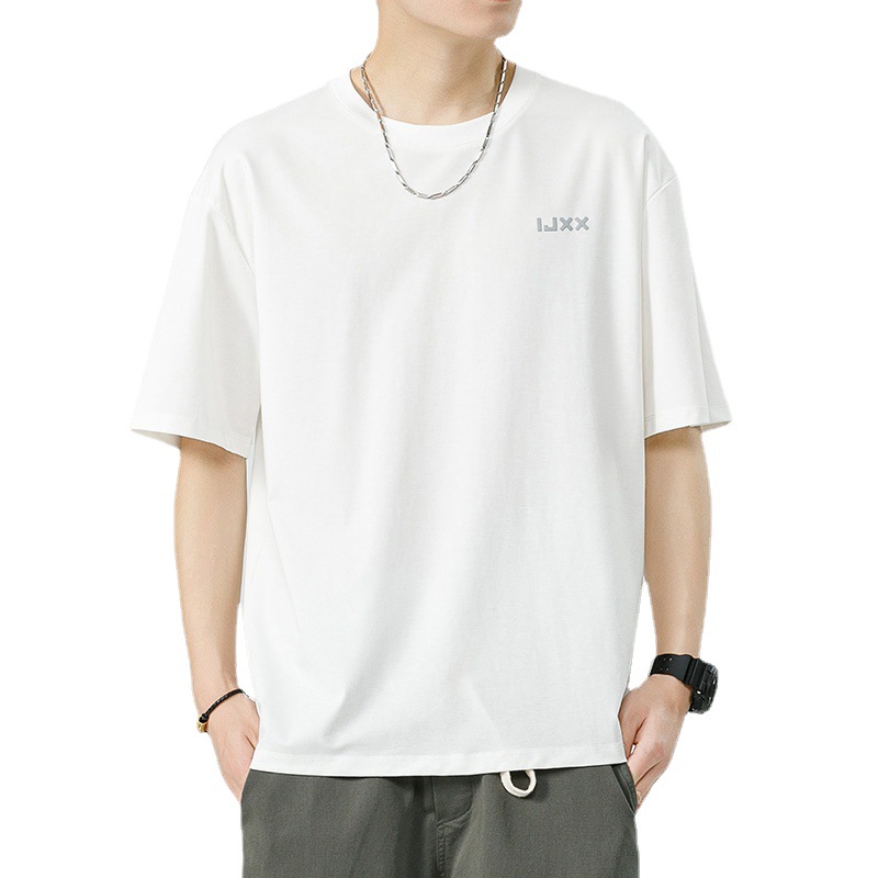 Men's Ice Silk Short Sleeve T-Shirt, Summer Loose Fit Crew Neck Letter Print Tee