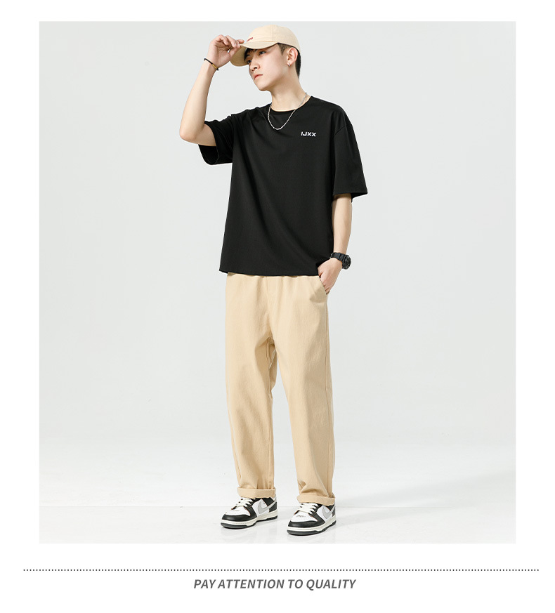 Men's Ice Silk Short Sleeve T-Shirt, Summer Loose Fit Crew Neck Letter Print Tee