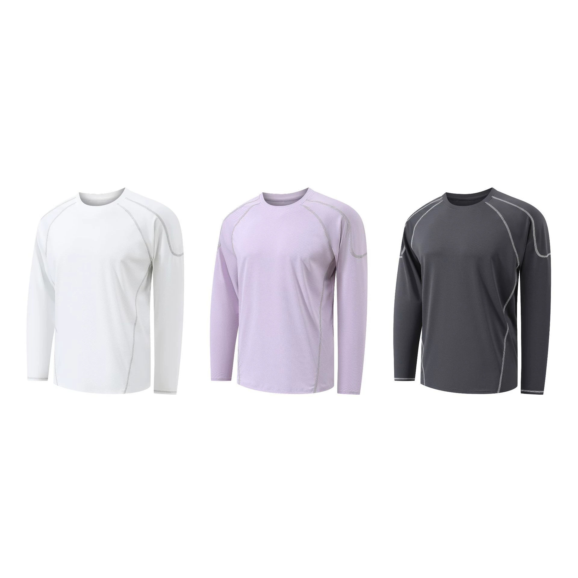 Men's Long Sleeve Athletic T-Shirt, Polyester Crew Neck Quick Dry Breathable Top for Outdoor Training and Casual Wear