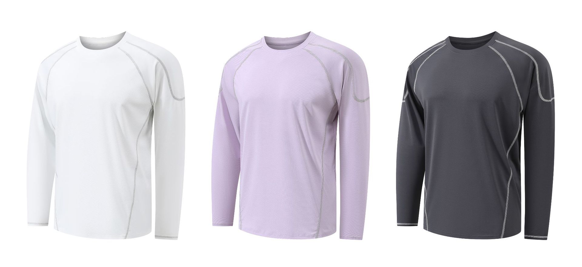 Men's Long Sleeve Athletic T-Shirt, Polyester Crew Neck Quick Dry Breathable Top for Outdoor Training and Casual Wear