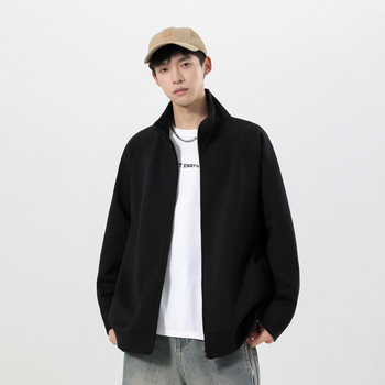 Men's Long Sleeve Cotton T-Shirt with Letter Print, Loose Fit Crew Neck Pullover for Fall