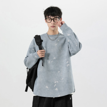 Men's Long Sleeve Cotton T-Shirt with Letter Print, Loose Fit Crew Neck Pullover for Fall