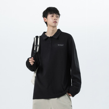 Men's Long Sleeve Cotton T-Shirt with Letter Print, Loose Fit Crew Neck Pullover for Fall