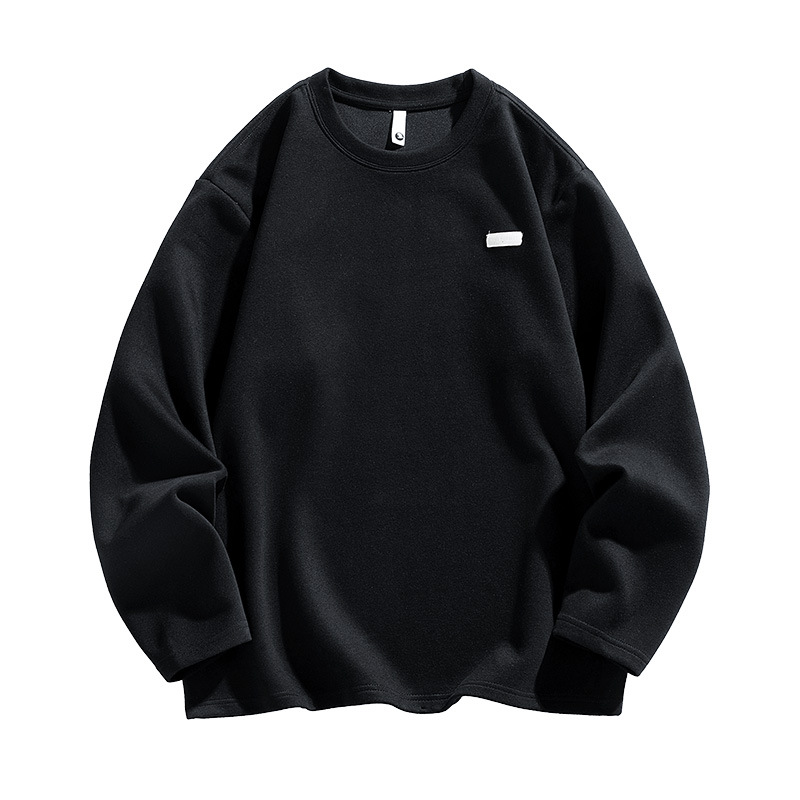 Men's Long Sleeve Cotton T-Shirt, Loose Fit Crew Neck Letter Print Top for Teens