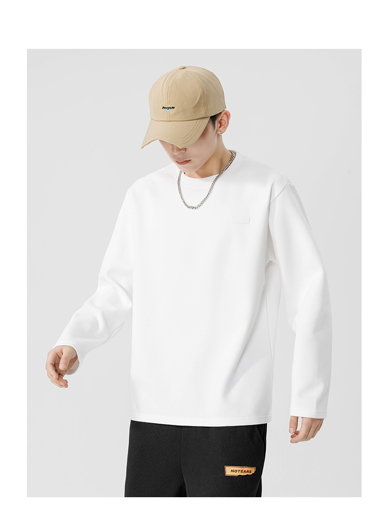 Men's Long Sleeve Cotton T-Shirt, Loose Fit Crew Neck Letter Print Top for Teens
